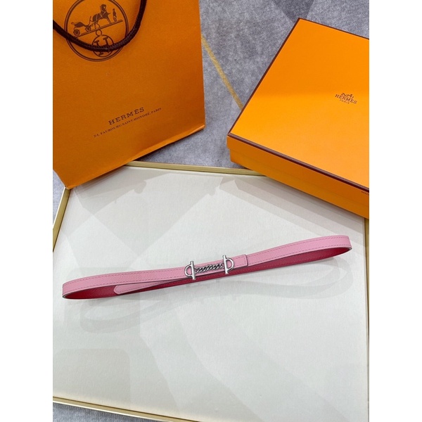 Thắt lưng nữ nhỏ mỏng Hermes thời trang cao cấp khoá cứng màu trắng vàng chất lượng cao bản rộng 1,3cm