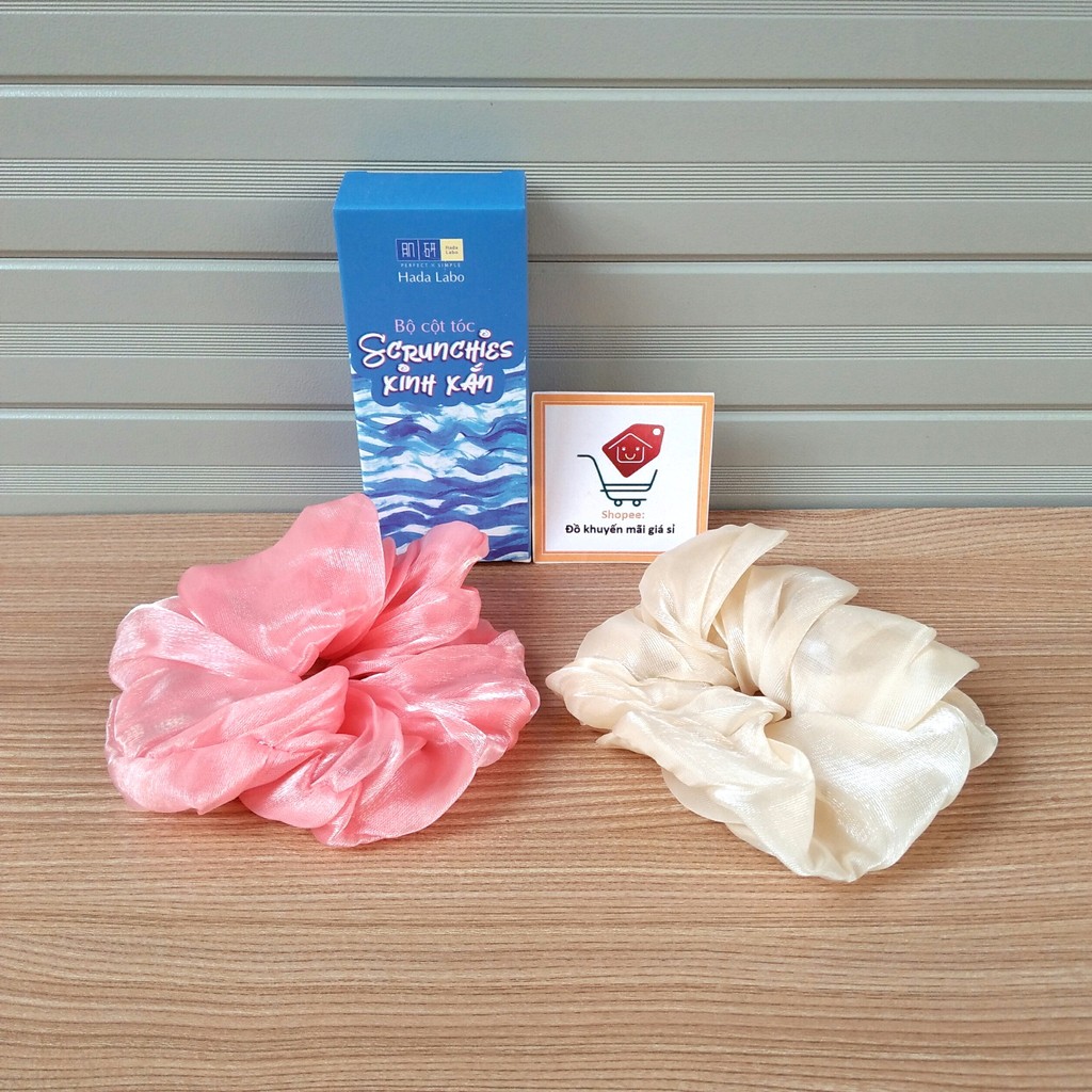 Set 2 dây cột tóc vải Scrunchies xinh xắn Hada Labo