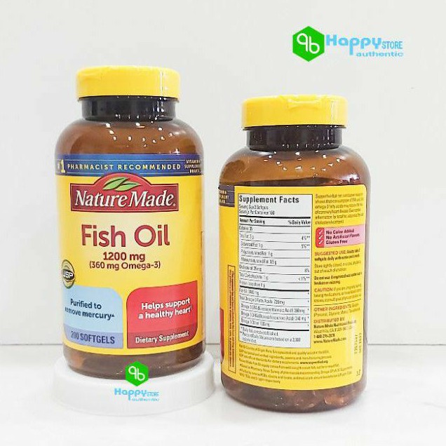 { MẪU MỚI } DẦU CÁ OMEGA 3 FISH OIL 1200mg, 200 viên, Mỹ