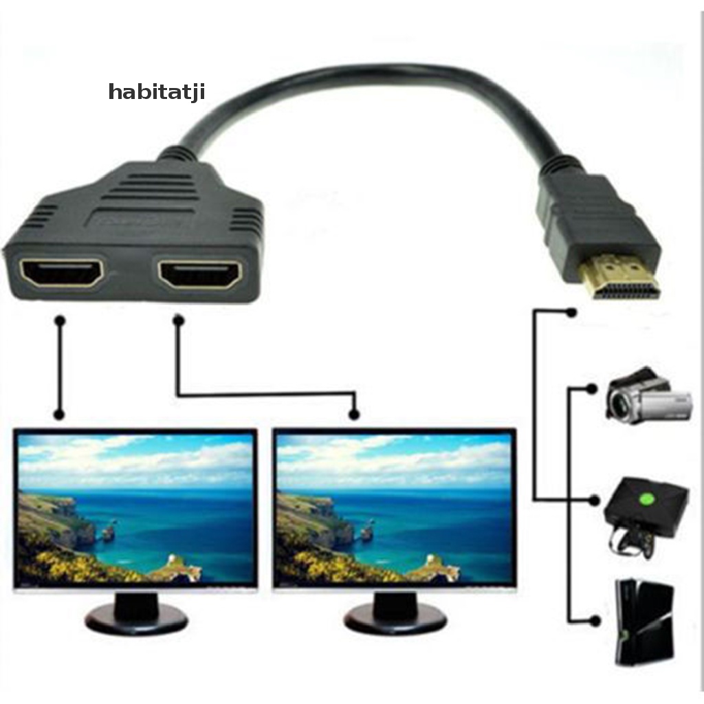 【tji】 1080P HDMI Port Male to 2Female 1 In 2 Out Splitter Cable Adapter Converter Home .