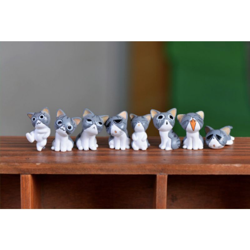 Tiểu cảnh trang trí terrarium mô hình mèo mini 8 sắc thái