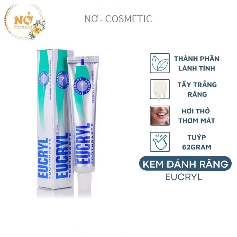 Combo Kem Đánh Răng Eucryl &amp; Bột Trắng Răng Eucryl Anh Quốc