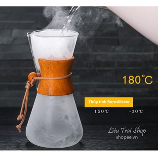 Bình chemex pha cà phê pour over drip brew v60 thủy tinh