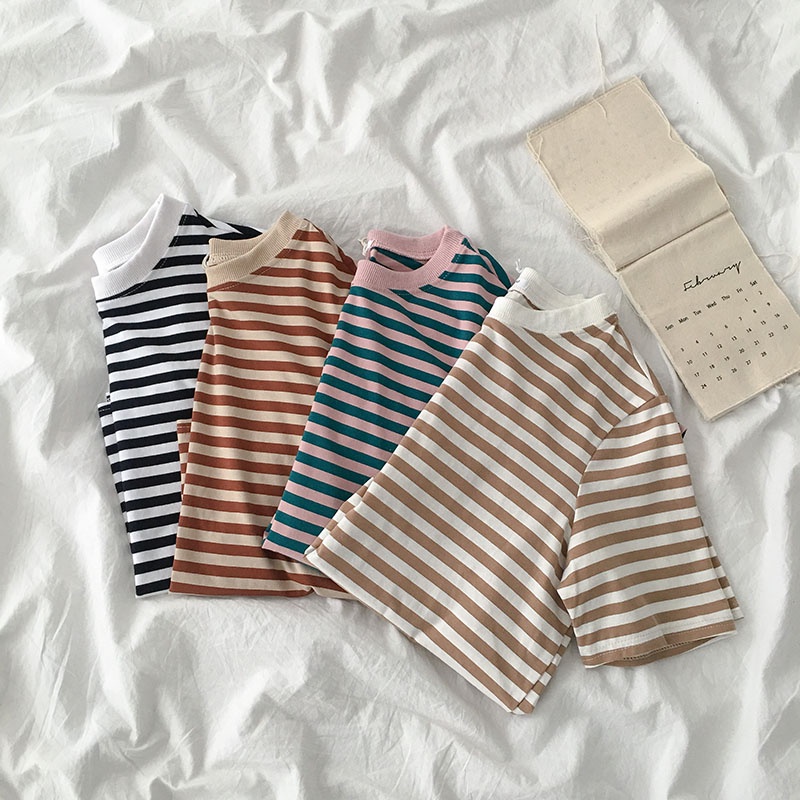 Áo thun kẻ cotton dáng vừa