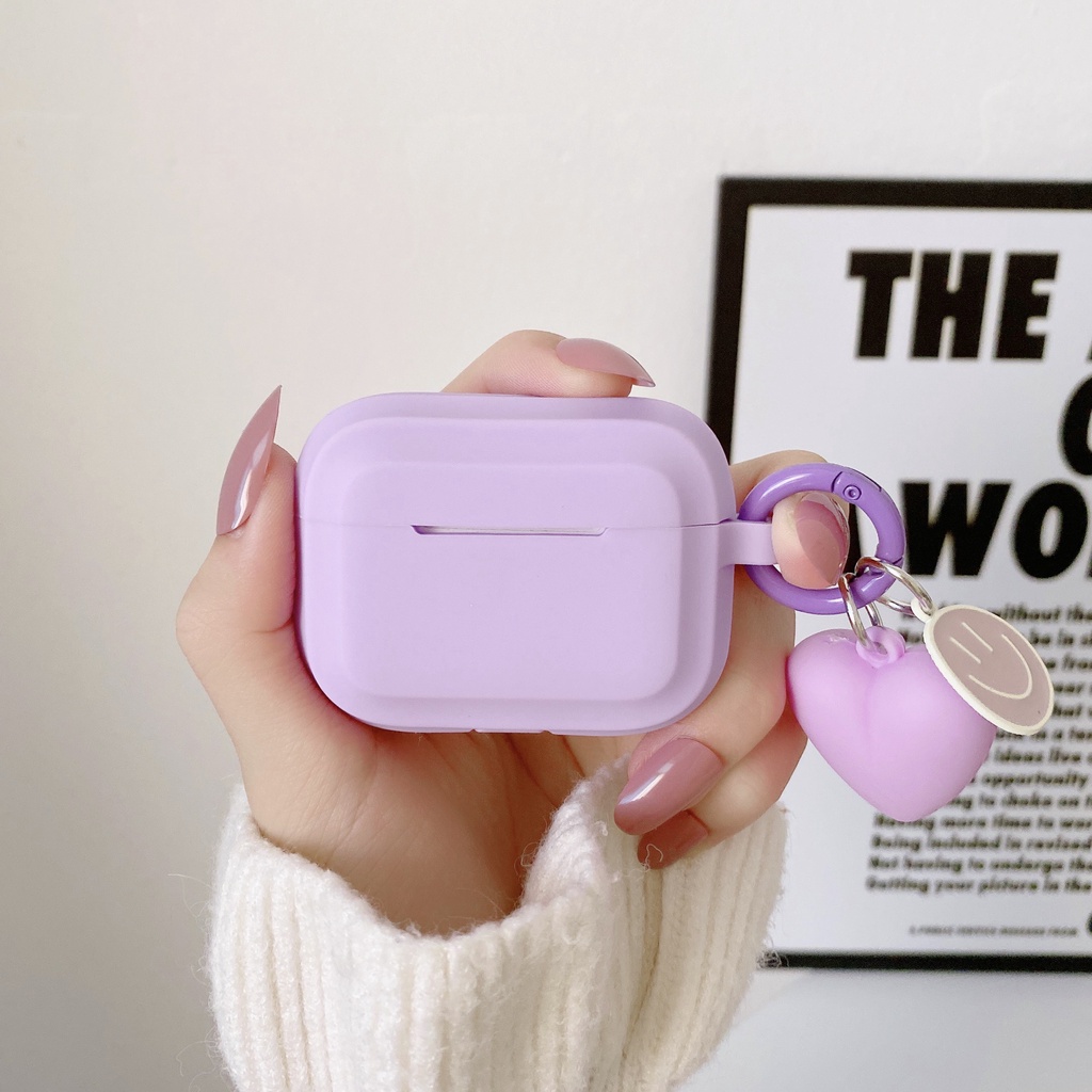 Vỏ Bảo Vệ Hộp Sạc Tai Nghe airpods 1/2 pro Bluetooth Bằng silicone Mềm Hình Vuông Họa Tiết Trái Tim