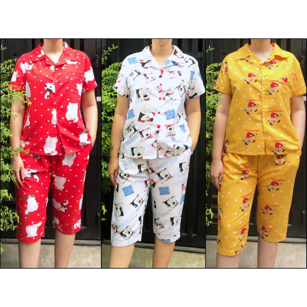 Pijama lửng nữ vải kate thái mịn đẹp không nhăn size 50-65kg nhiều mẫu