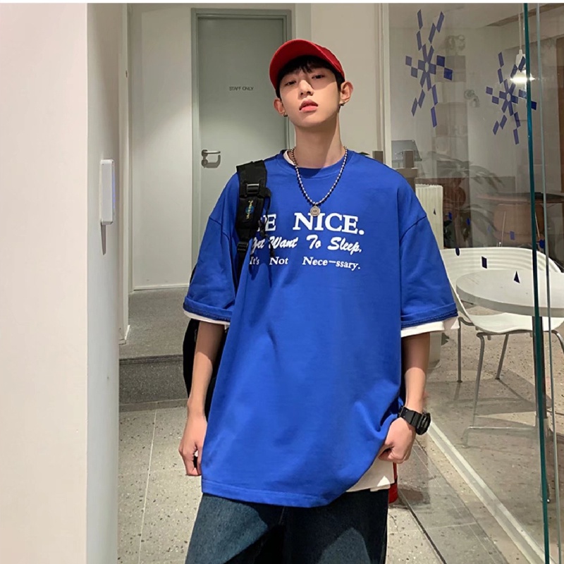 Áo Thun Tay Ngắn Dáng Rộng In Chữ Phong Cách Hip Hop Hàn Quốc Thời Trang Mùa Hè Cho Nam Size M-5XL