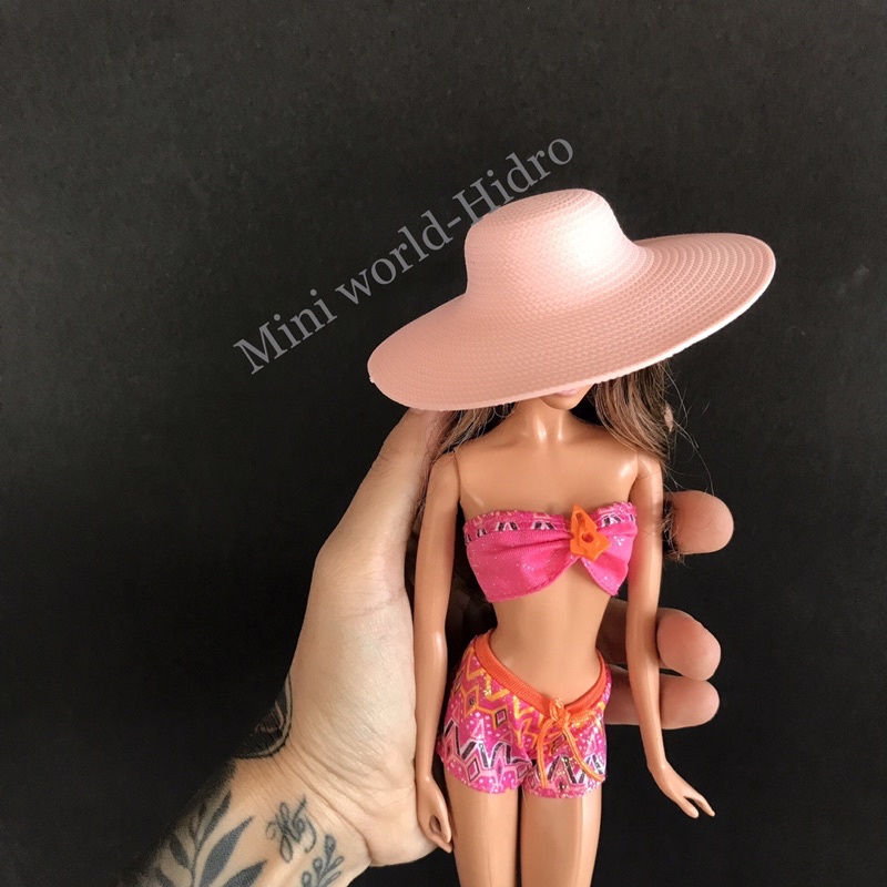 Nón Mũ cho búp bê Barbie, nhựa và len handmade
