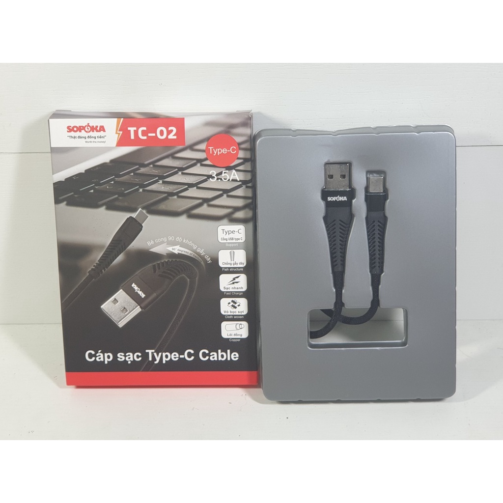 Cáp sạc nhanh Type C SOPOKA TC-01 3,5A tốc độ 450Mb/s, hỗ trợ sạc nhanh - Điện nước gia dụng Hoàng Kim