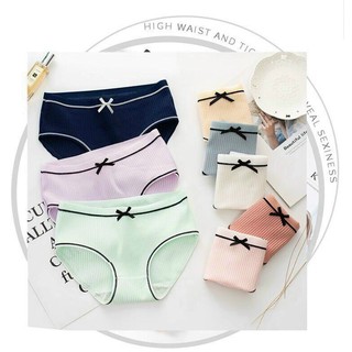 Quần Lót Nữ Cotton gân tăm kháng khuẩn hoạ tiết phối nơ xinh xắn
