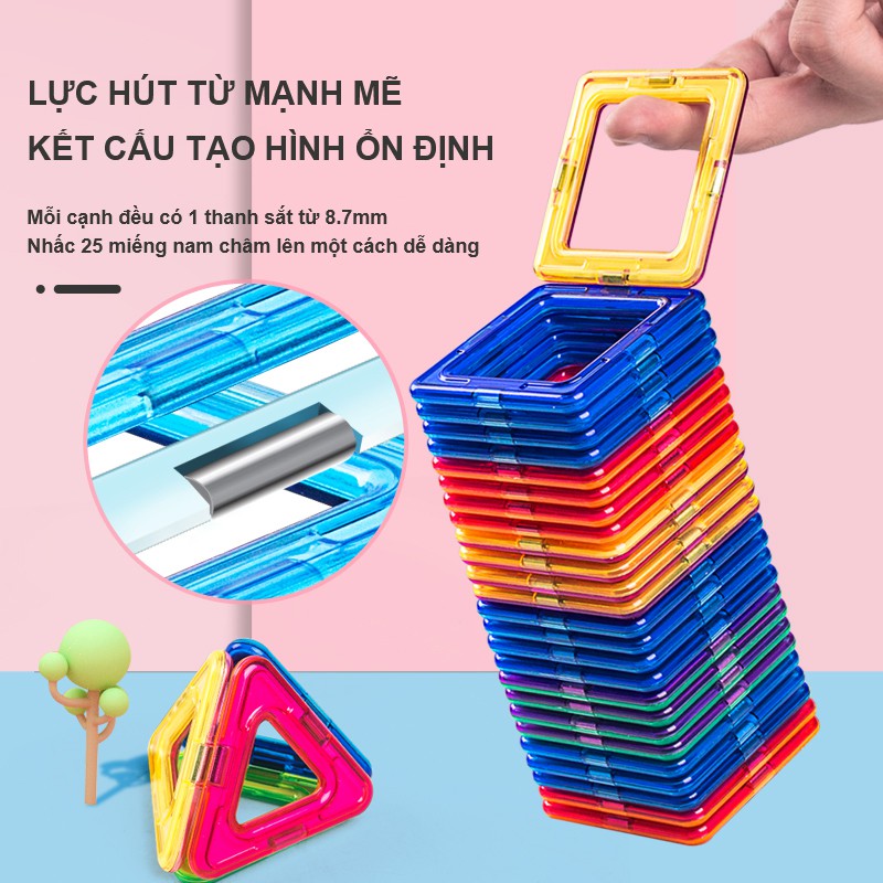 Bộ Đồ Chơi Xếp Hình Miếng Ghép Nam Châm Thông Minh Nhiều Màu Sắc