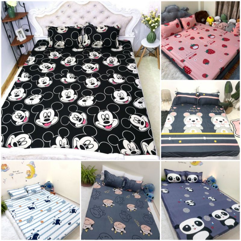 Bộ ga gối drap 1m2 kèm 2 vỏ gối nằm cotton poly | BigBuy360 - bigbuy360.vn