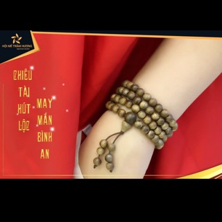 Vòng tay gỗ trầm hương đã trì chú chiêu tài hút lộc may mắn bình an