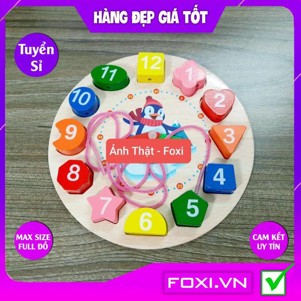 Bộ đồ chơi gỗ Foxi-Đồ chơi trẻ em thông minh-xâu hạt làm toán Montessori-tay khéo léo-siêu rẻ-Đồ chơi an toàn cho bé