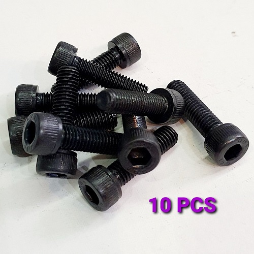 Set 10 Bu Lông Thép Lục Giác Chìm Đầu Trụ 8mm x 30mm Độ Bền 12.9 Màu Đen