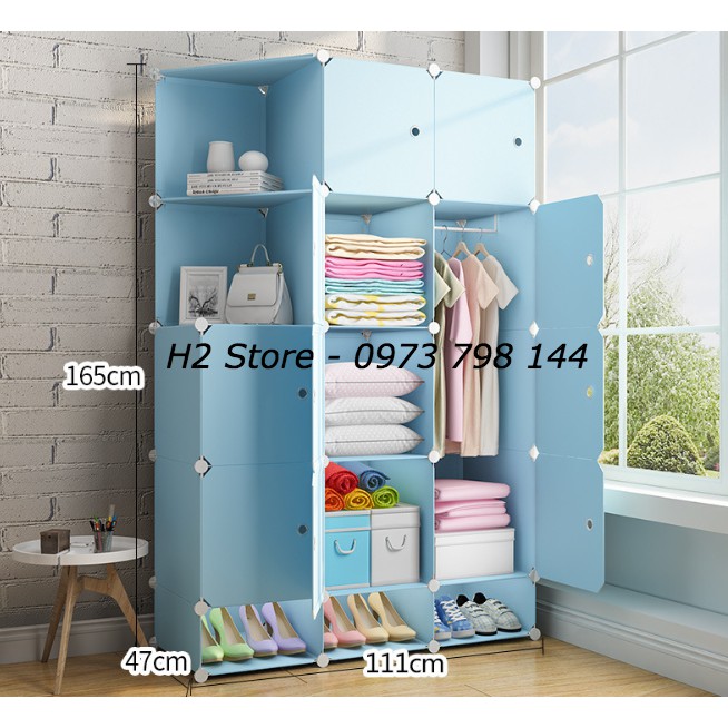 TỦ NHỰA LẮP GHÉP 12 Ô + 3 GIÀY (GỒM 2 KỆ GÓC) ĐA NĂNG THÔNG MINH