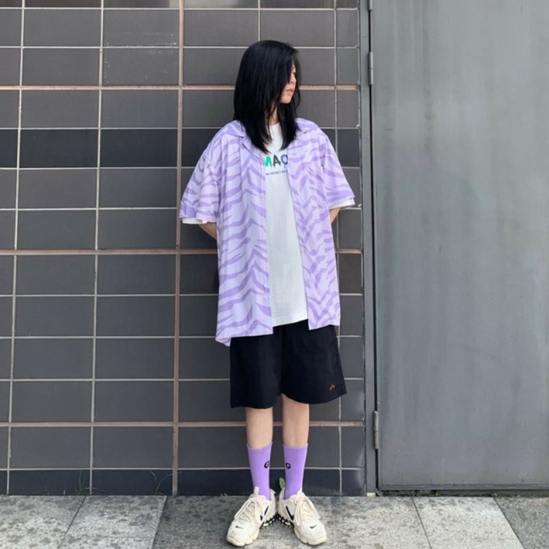 Áo Sơ Mi Tay Ngắn Unisex Cổ Bẻ Phông Cách Hàn Quốc Freesize