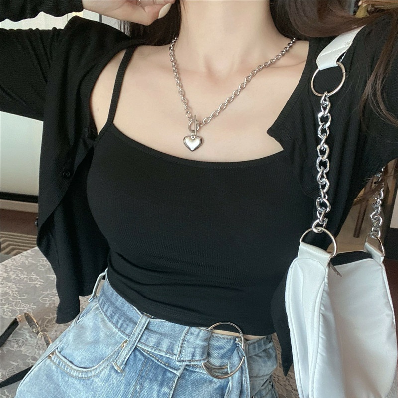 Áo Croptop 2 Dây Kèm Khoác LSEOUL A2349 Năng Động Quyến Rũ