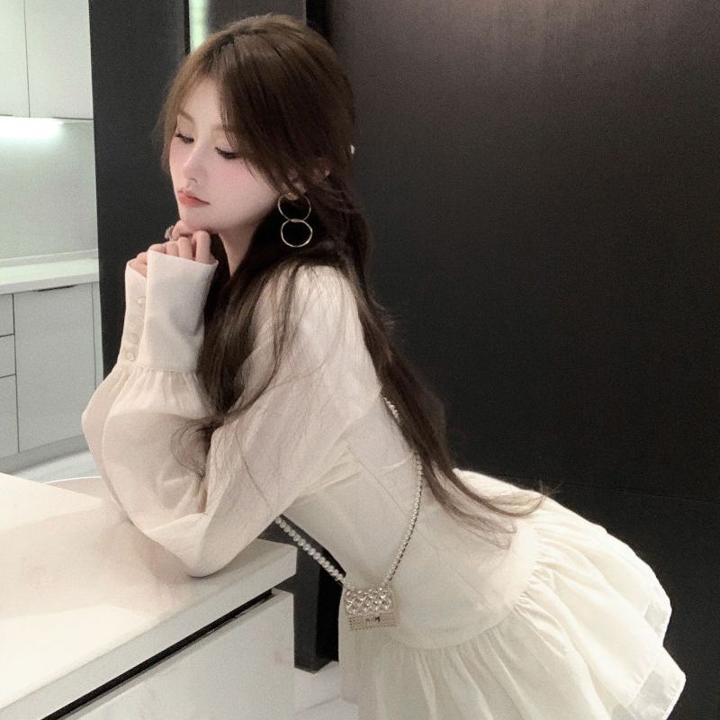 Đầm Ngắn Tay Dài Màu Sáng Sang Trọng Thời Trang Mùa Hè Quyến Rũ Cho Nữ