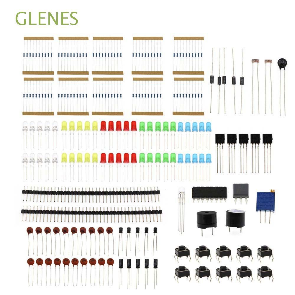 GLENES Compatile Basic Starter Kit Kit LED Buzzer Electronics Components Components Electronic Supplies Raspberry Pi Useful Arduino Resistor Capacitor