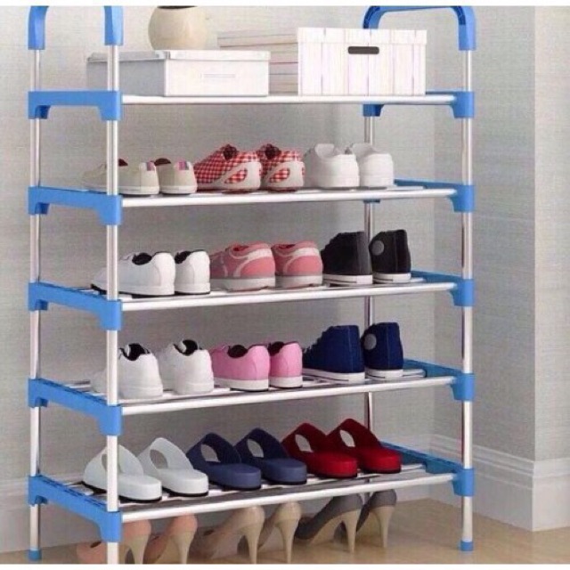 Kệ giày dép 5 tầng khung inox tháo lắp tiện dụng nhiều màu.