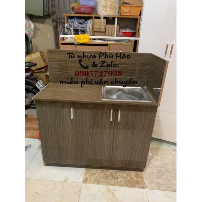 tủ bếp mini nhựa vincoplast  cao cấp màu óc chó | BigBuy360 - bigbuy360.vn