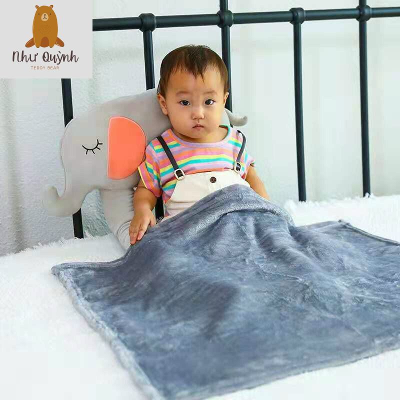 Gối gác chân hình thú cho bé kèm chăn siêu đáng yêu kích thước chăn 80cmx100cm