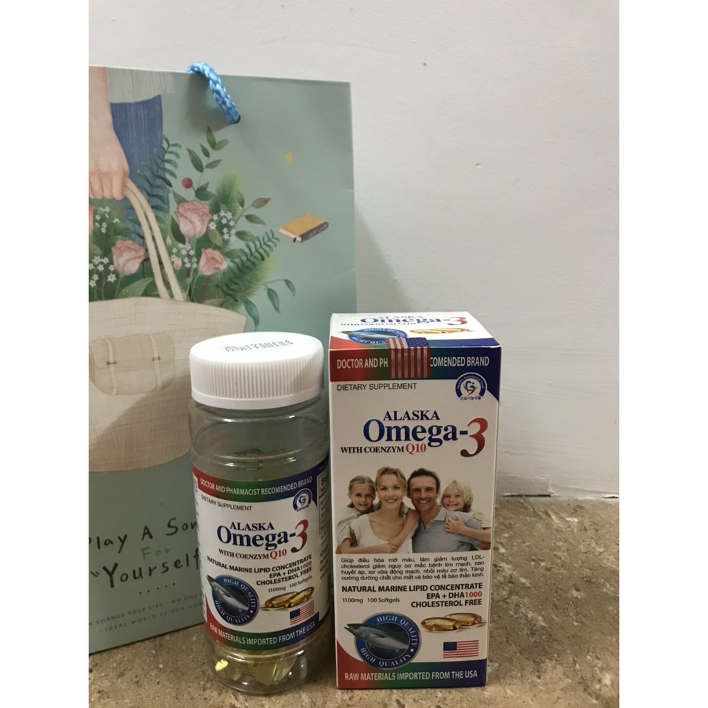 Viên dầu cá Alaska OMEGA 3 with Coenzym Q10 lọ 100viên