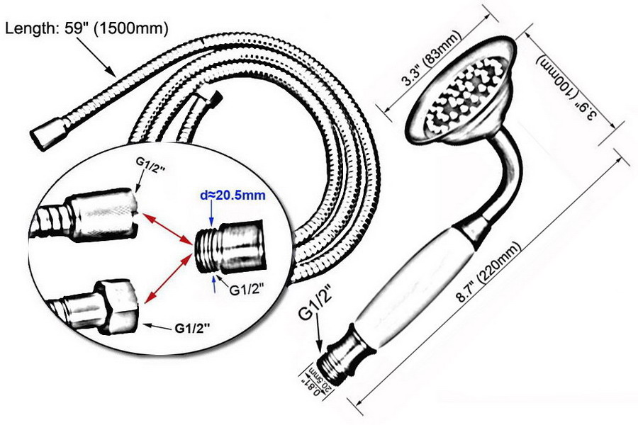 Vòi Sen Cầm Tay Hình Điện Thoại Bàn Cổ Điển 1.5m Nhh113