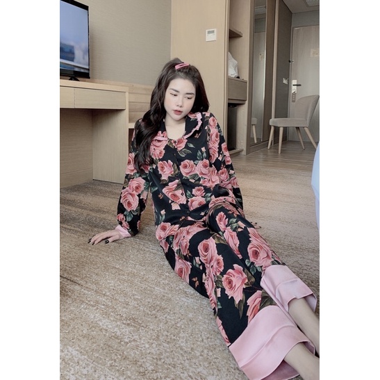 Pijama tay dài lụa mango cấp cao loại 1