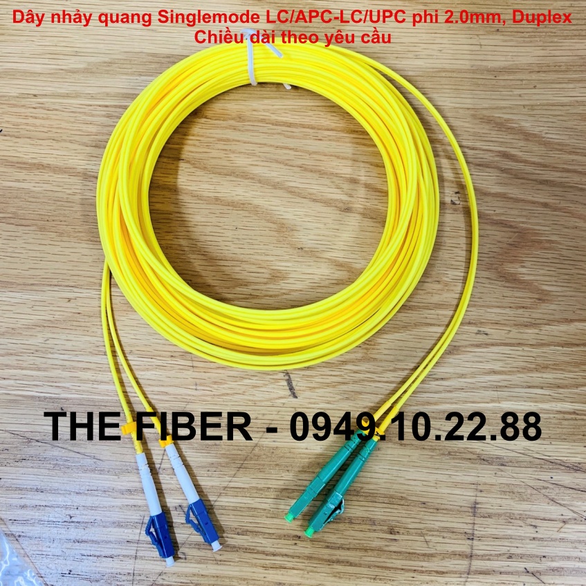Dây nhảy quang Singlemode LC/APC-LC/UPC phi 2.0mm, Duplex - Chiều dài theo yêu cầu