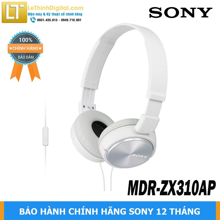 Tai nghe Sony MDR-ZX310AP (Trắng) | Hãng phân phối | Bảo hành chính hãng 12 tháng toàn quốc