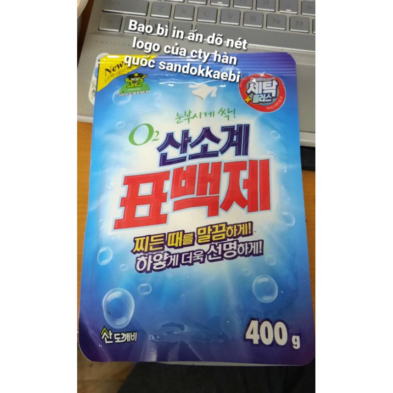 Bột giặt tẩy vết bẩn quần áo Oxygen Hàn Quốc 400g - diệt khuẩn sạch nhanh đều màu