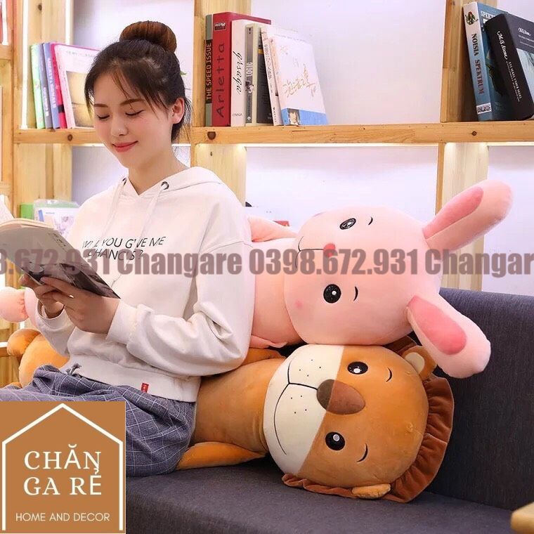 Gối ôm cho bé, gối ôm hình thú đáng yêu 4 size 55cm, 70cm, 90cm, 110cm