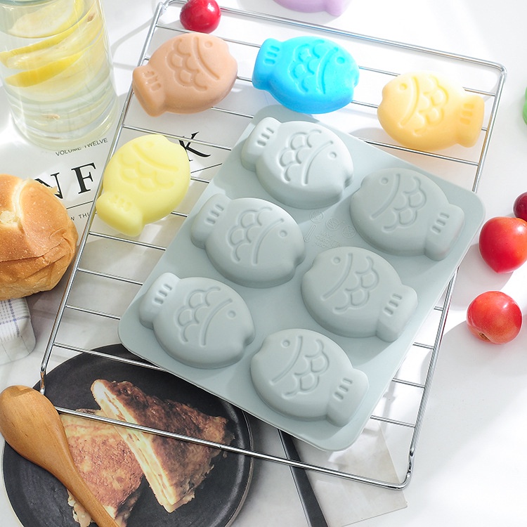 Khuôn silicon làm thạch, rau câu, pudding hình 6 con cá