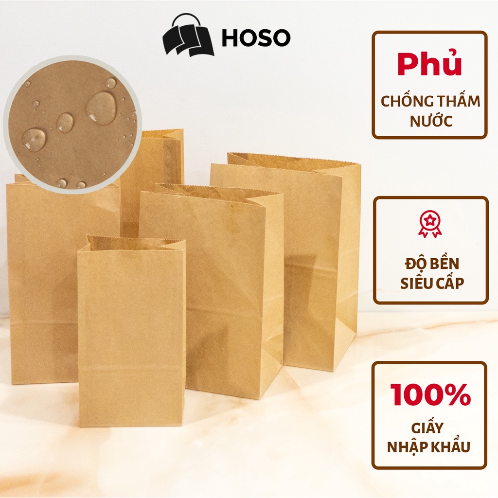 Túi giấy kraft chống thấm nước, đựng quà, thực phẩm giá rẻ, chất lượng cao