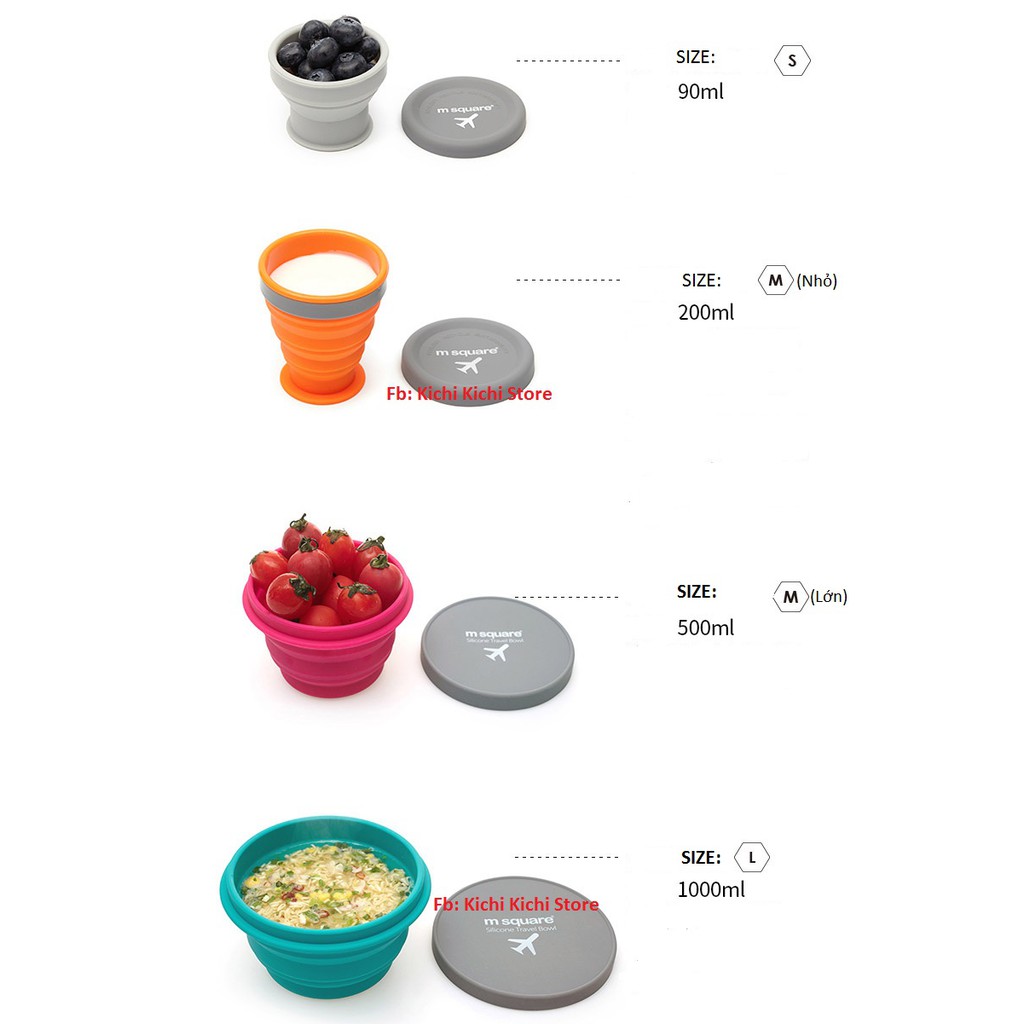 (HÌNH THẬT) SIZE L 1000ml TÔ / BÁT DU LỊCH GẤP GỌN SILICON THƯƠNG HIỆU m square Msquare | BigBuy360 - bigbuy360.vn