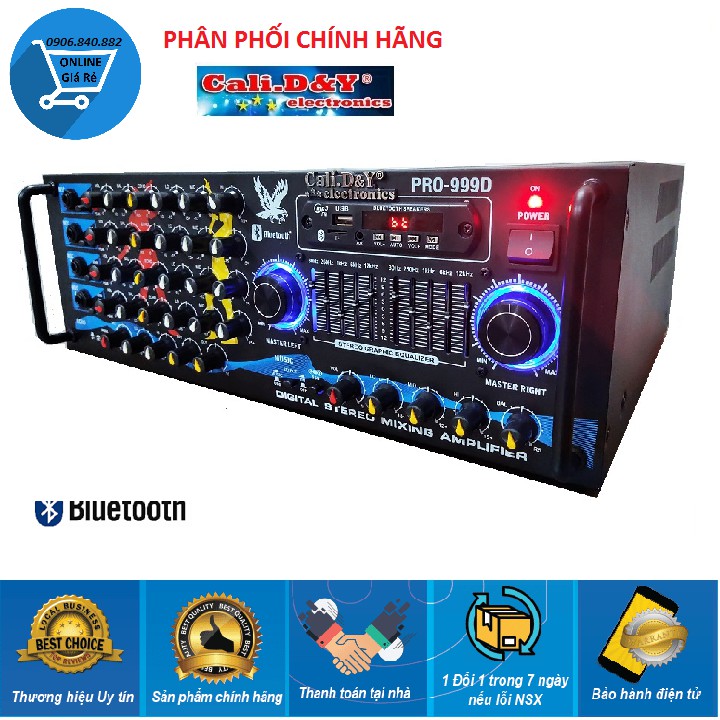 Amply 16 sò Nhật lớn Cali DY PRO-999D Ampli USB Bluetooth karaoke gia đình tích hợp equalizer