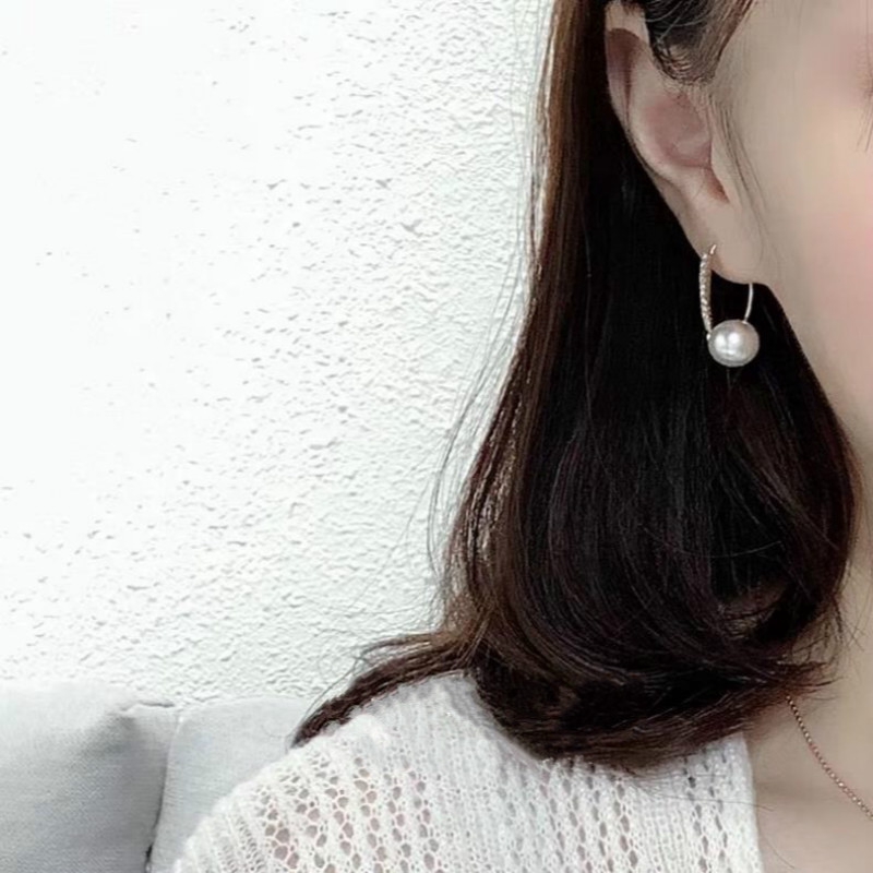 Bông Tai Bạc s925 Đính Ngọc Trai Đơn Giản Phong Cách Hàn Quốc Thanh Lịch