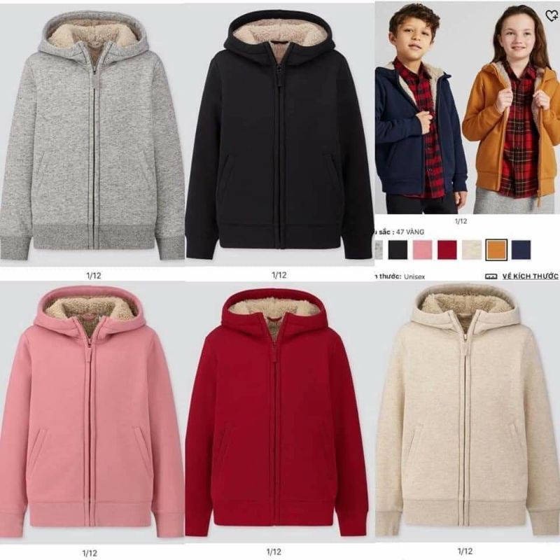 Áo nỉ lót lông cừu kid Uni