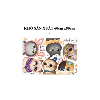 Decal dán tường Mèo Valentine