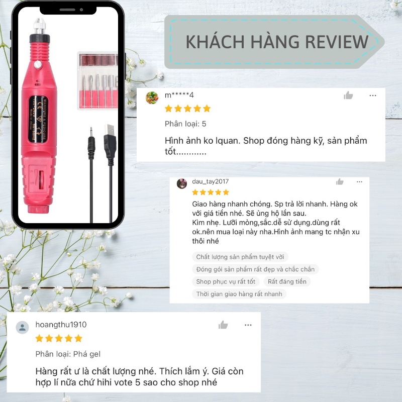Máy mài móng tay mini cầm tay phụ kiện nail giá rẻ VUA SƠN AS