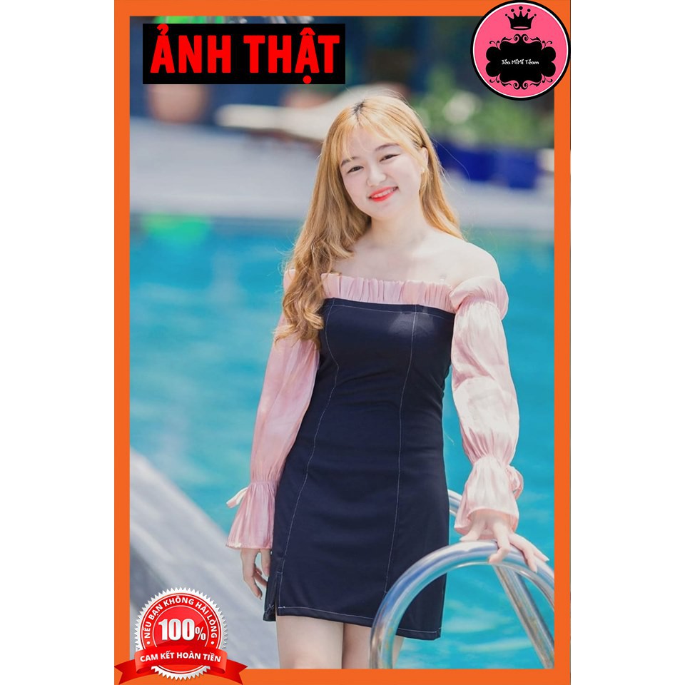 VÁY BODY TAY PHỒNG CÓ MÚT NGỰC 3 SIZE S,M,L MÀU TRẮNG, HỒNG VẢI BỐ KÈM LƯỚI | BigBuy360 - bigbuy360.vn