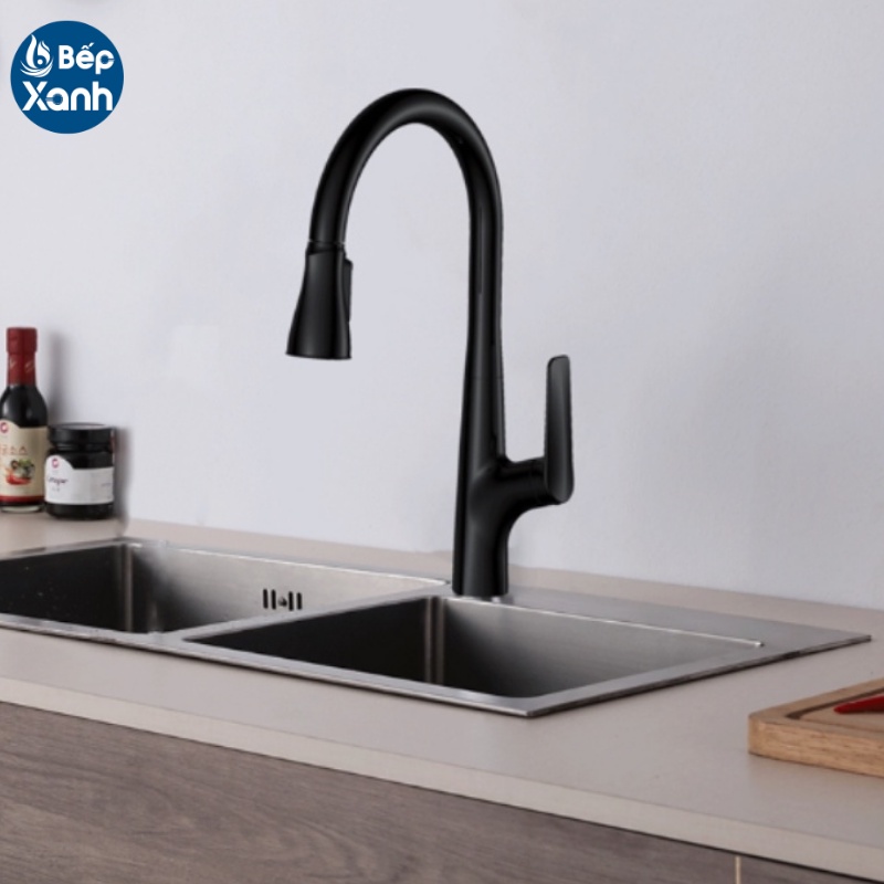 [FREESHIP HCM] Vòi Rửa chén Nóng Lạnh Ecalite EF-K572B - Dây Rút - Màu Đen