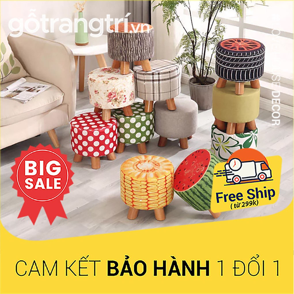 { Tặng quà kèm } Ghế đôn sofa chân gỗ hình hoa quả độc đáo