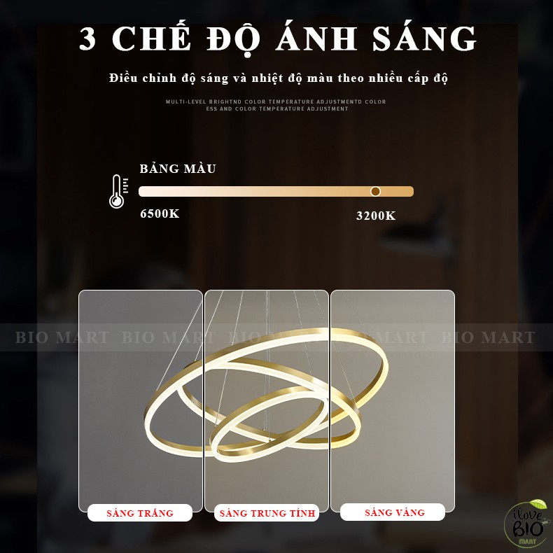 Đèn Chùm Thả Trần – Đèn Thả Trần Trang Trí Phòng Khách, Gồm 3 Chế Độ Ánh Sáng, Có Điều Khiển Từ Xa Tiện Dụng – BIO167