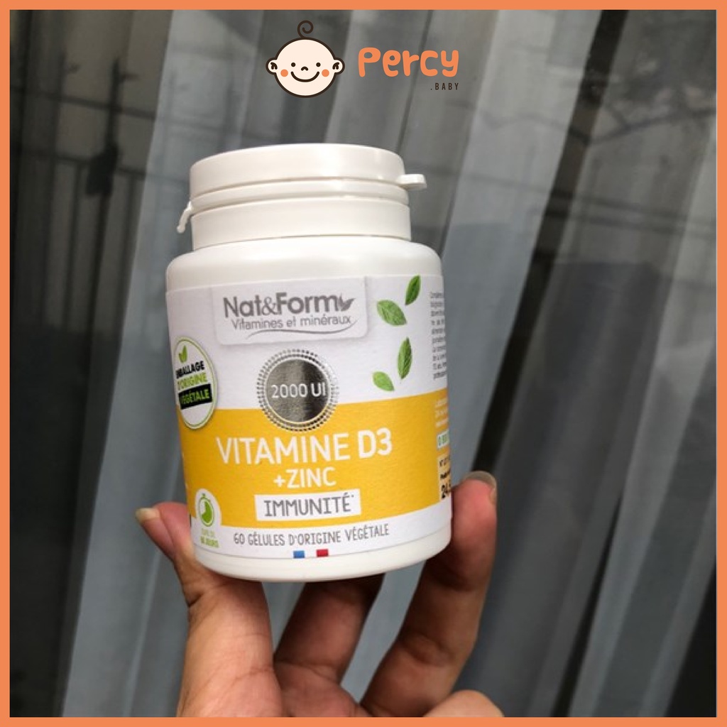 Viên Uống Nat & Form 2000 UI Vitamine D3 + Zinc Immunite 60 viên