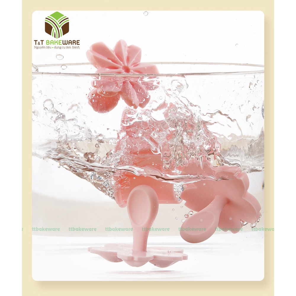 Bộ cutter hoa đào hồng làm bánh quy, tạo hình xinh xắn