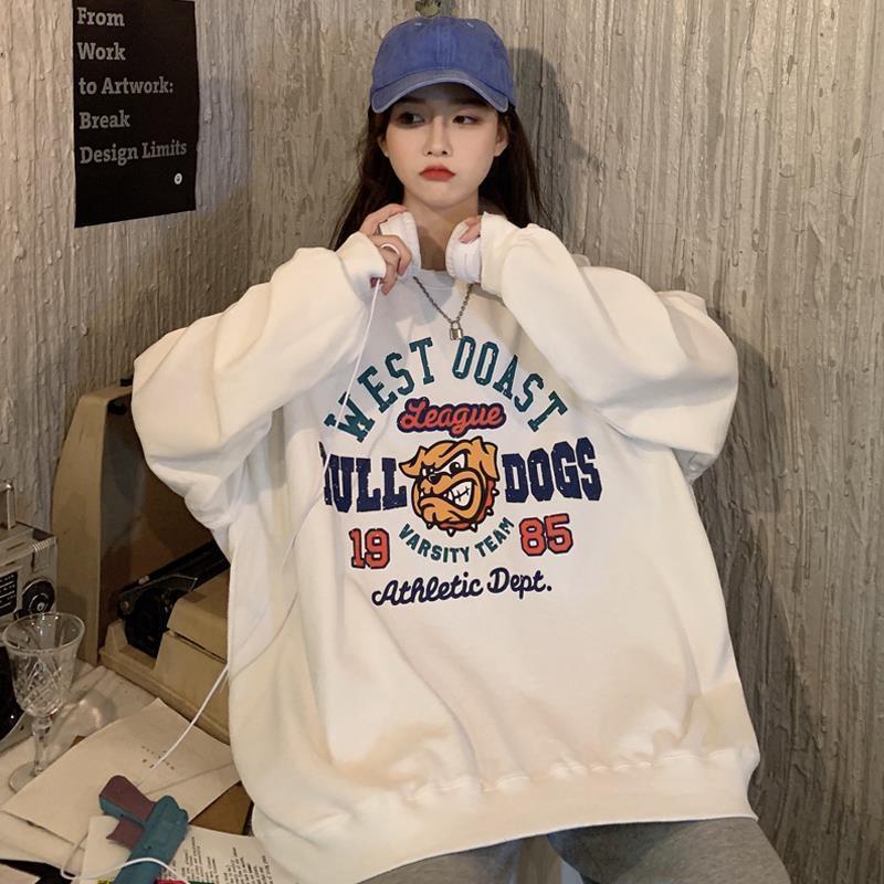 Áo Sweater Nữ Tay Dài Dáng Rộng In Họa Tiết Thời Trang