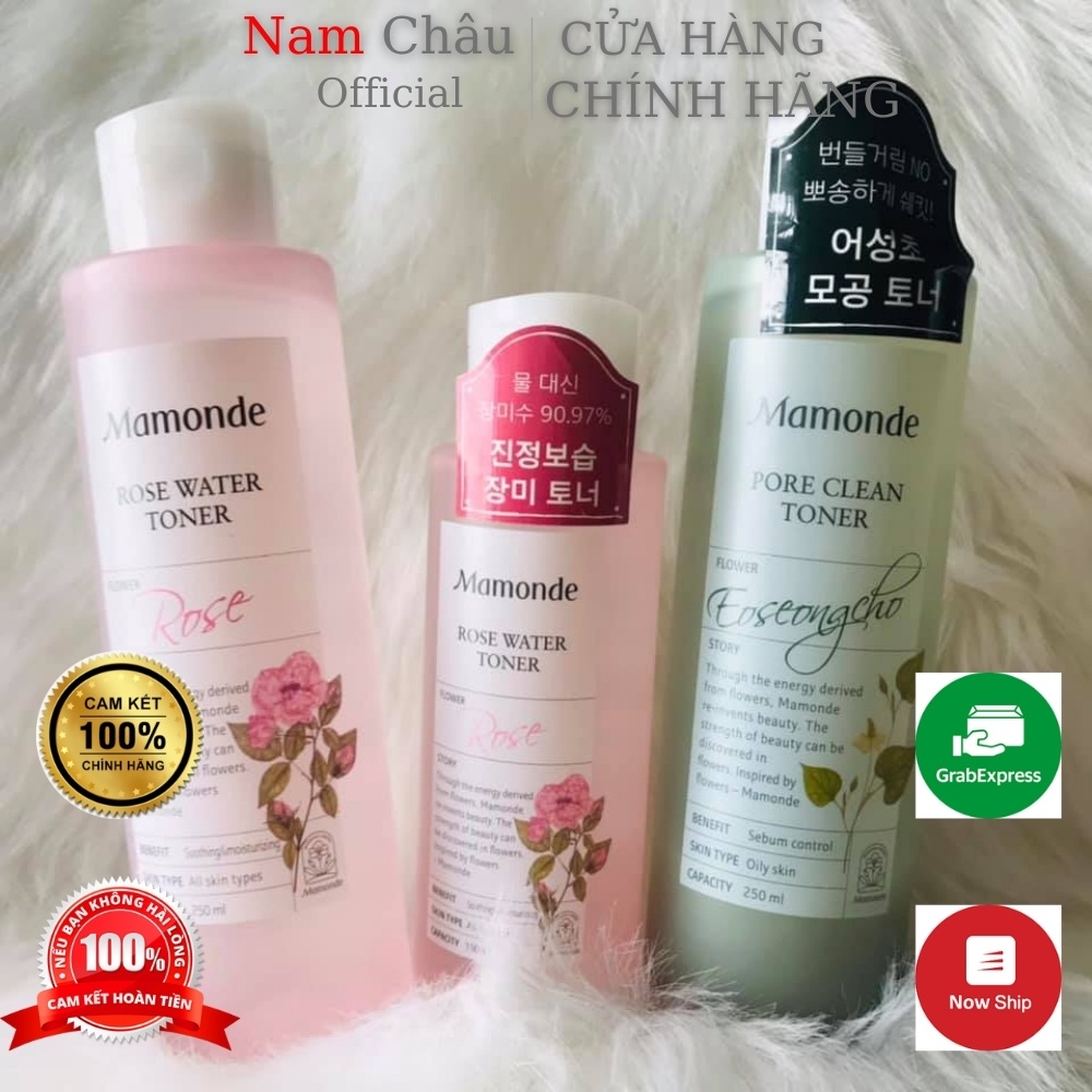 Nước Hoa Hồng Mamonde Diếp Cá, Rose Water Toner cấp ẩm, làm mềm mịn da 250ml NPP Nam Châu